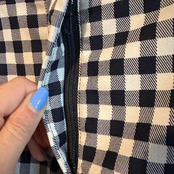 J.Crew Navy Blue & White Plaid Gingham Trousers Size 2 - Picture 7 of 8